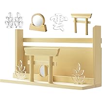 Amazon | 仏縁堂：（神鏡＋榊＋雲）付き【モダン神棚・神札入れ：新