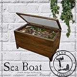 Sea Boat-シーボート 収納付きディスプレイテーブル*センターテーブル*シャビー家具*コーヒーテーブル*リビング*コレクションテーブル*店舗什器*ブラウン*デザイナーズ*リサイクルウッド*アンティーク家具*アンティーク雑貨*北欧風*レ
