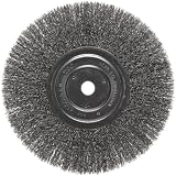 Weiler Vortec Pro Narrow Face Wire Wheel Brush, Round Hole, Carbon Steel, Crimped Wire, 8 Diameter, 