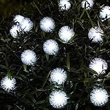 MYJP ソーラーストリングライト ボール型 全長6M 30LED イルミネーションライト 防水 屋外 お庭やクリスマス飾りなど用(ホワイト)