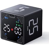 TickTime CubeB・転がしてカウントダウン ポモドーロタイマー キューブタイマー 5/25/30/60分 キッチンタイマー 転がす | 回転式操作 無音 振動 2段音量調整モード 一時停止機能 マグネット付き Type-C充電 日本語取扱説