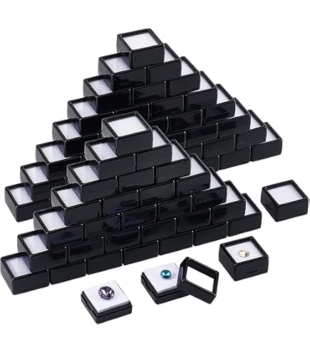 thumbnail image 2 of PH PandaHall 35pcs White Gemstone Display Box, Acrylic Small Loose Diamond Cases 1.2inch Square Transparent Jewelry Box With Lid Foam Stone Storage Container For Collectibles Crystal Small Items: Boxes 2 of 12