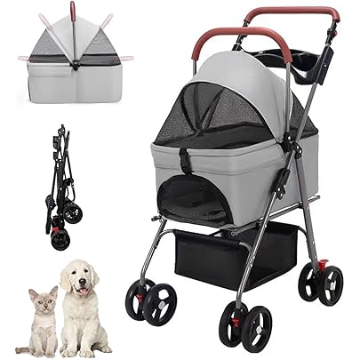 特価❕ペットカート 4輪360°回転 折りたたみ 犬 ベビーカー 猫 ピンク 41JmiVGPpML._SS200_.jpg