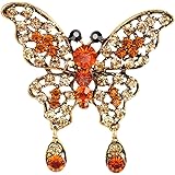 GuDeKe レディース ジュエリー アクセサリー キラキラ 綺麗なアゲハチョウ ブローチ バタフライ 蝶 ラペルピン (イェロー)