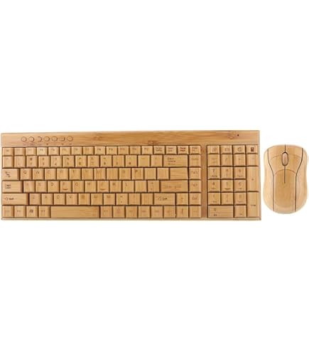Amazon | 竹製キーボードとマウス、2.4Ghz ワイヤレス木製キーボード