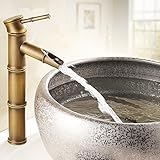 Aquafaucet Waterfall Antique Brass Finish Bathroom Sink Faucet - Bamboo Shape Design [並行輸入品]