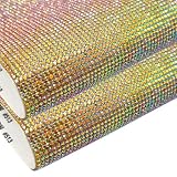 ラインストーンシール 12×20cm 2枚セット 自己粘着 デコシール クリスタル ゴールド 大判 DIY キラキラ装飾 NYANDELMO ND-0179-R13-6-GD-S