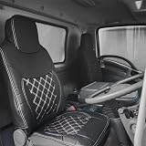 いすゞ 07フォワード シートカバー ダブルステッチ トラック 4t ダイヤカット 90系 07 フォワード 運転席 助手席 トラック【721】 (ホワイト)