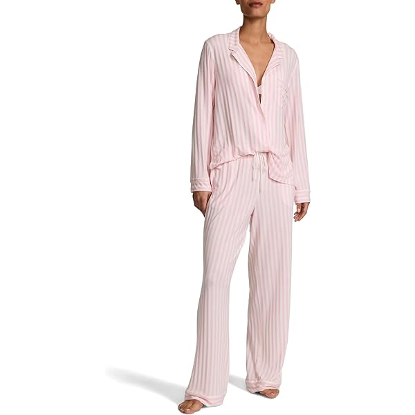 Victoria's Secret ストライプ パジャマセット Victoria's Secret - VSフランネルパジャマセット(ピンクストライプ,US