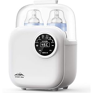 ボトルウォーマー 多機能 【進化版】 調乳ポット ミルク加熱 ダブルボット スチーム消毒 離乳食ヒーター 精確な温度制御… ボトルウォーマー 多機能 【進化版】 調乳ポット ミルク加熱 ダブルボット スチーム消毒 離乳食ヒーター 精確な温度制御…