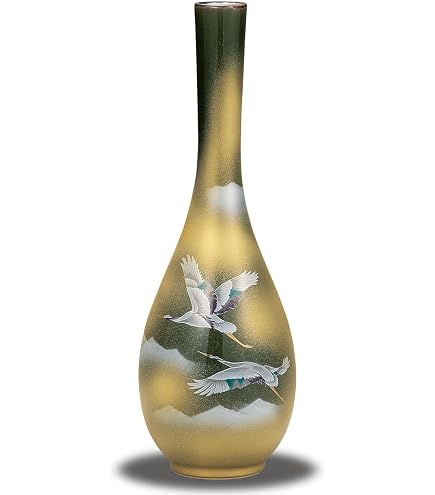 Amazon.co.jp: 九谷の花瓶【九谷焼】 8号花瓶 金箔鶴連山 : ホーム