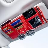 HYUNGJ サンバイザーポケット 車用 サンバイザーケース 収納 バッグ ポケット サンバイザー バッグ 多機能 スマホ サングラス ETCカード スマートフォン ケース (レッド)