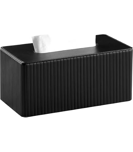 MOCHTERO Bamboo Tissue Box Cover – 5x5x5.4 Inch Tissue Holder For Bathroom, Office & Home Decor – Black