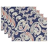 wihveプレースマットWipeableダイニングペイズリー 12 x 18 inch