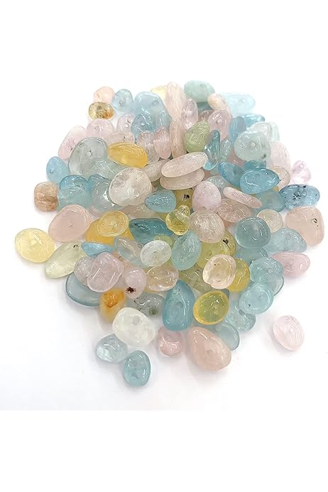 Amazon.co.jp: アクアマリン 穴あき さざれ石 10g 43粒前後 1連 約38cm  