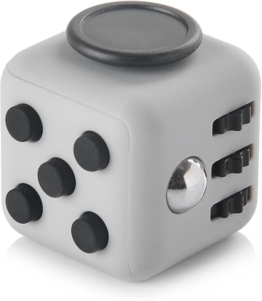 HelloGO Fidget Cube Dice Cube Stress Relief Cube 6 in 1 Relief Hand HelloGO Toy Mood Change Gift Pocket Game (Grey+Black) - 1