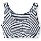 フロントオープンハーフトップ　　ネイビー系ボーダー柄　サイズ:マタニティL