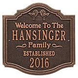 Personalized Love Birdsカスタムファミリインドア/アウトドアアルミニウム壁プラーク – オイルブロンズ