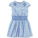カーターズ（Carter's)スカイブルーネイティブ風アーガイル柄フレンチリーブワンピース ノースリーブドレス ドレス 青ワンピ (2t(88-93cm)) [並行輸入品]