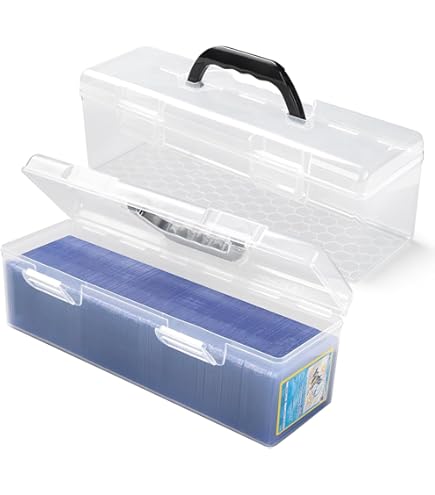 Amazon.co.jp: ロングカードボックス 大容量 ハンドル付き トレカ