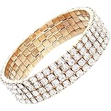 Rosemarie & Jubalee Women's Stunning 4 Row Crystal Rhinestone Stretch Bracelet, 2"