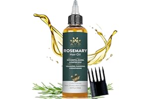 AVD Organics Rosemary Oil for Hair Growth Infused With Biotin, Jojoba & Castor Oil | Hair strengthening Treatment | Nourishing & Volumizing | Non GMO Verified 120ml (4fl oz)