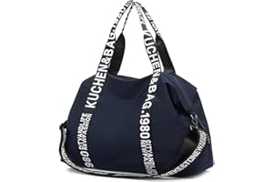 EMKEKE 大容量 2WAY ショルダーバッグ トートバッグ 斜めがけ レディース ナイロン 多機能 2-3泊 撥水 旅行バッグ ジムバッグ マザーズバッグ ボストン 軽量 通勤 仕事 旅行 アウトドア (ネイビー)