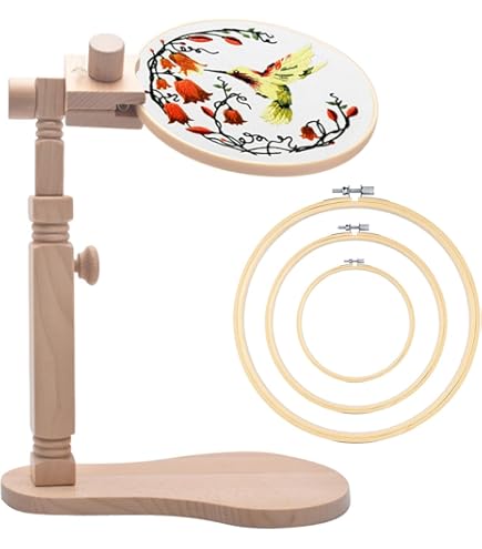 Set de 10 cerceaux en bambou 10 cm pour broderie point de croix et bricolage - Loisirs créatifs