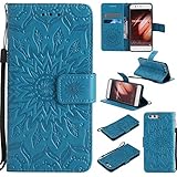 Huawei P10 ケース 高品質 PU手帳型 耐摩擦 全面保護ケース カード収納 スタンド機能 財布型 Huawei P10 用 ケース (P6 ブルー)