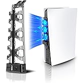 NexiGo PS5 Accessories Cooling Fan [Auto On/Off] with LED Light, for Both Disc and Digital Editions, Efficient Cooling System