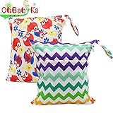 Ohbabykaウェットバック(防水バッグ) 可愛い 2点セット オムツ 着替え タオル 水着 お風呂用品 食事セット マルチ収納 温泉 スポーツジム ショッピングモール 大活躍 マナーポーチ トラベ
