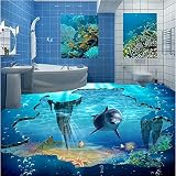 Sproud カスタマイズされた不織布壁紙イルカ海の 3D の床デザインフロア装飾絵画 430 Cmx 300 Cm
