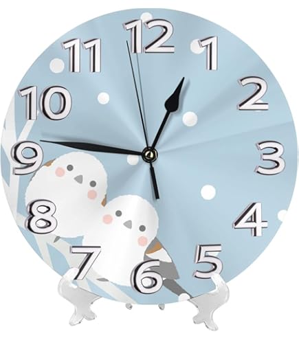 Amazon.co.jp: 木と小鳥 木とシマエナガ 茶色 3D立体時計 おしゃれ