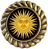 チャールストンノブ会社編組真鍮ガラスインレーノブと、2のセット、Sun Godデザイン