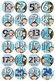 1-24 MONTHS BLUE BANANA MONKEYS Baby Month Onesie Stickers Baby Shower Gift Photo Shower Stickers, b