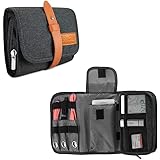 ProCase Travel Gadgets Organizer Bag, Universal Electronic Accessories Cable Roll-Up Pouch Portable Gear Storage Carrying Cas
