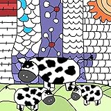 Green Leaf Art Cows Outline Canvas Art [並行輸入品]