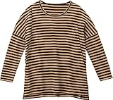 アルゴヴィア ボーダースリット産後授乳服 M ベージュ×ブラック スムース 346108