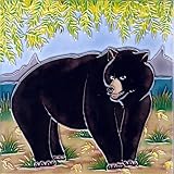 Continental Art Center BD 2239 Bear Art Tile, 8 by 8-Inch, Black [並行輸入品]
