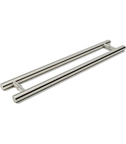 Beech Wood Glass Door Handle – 24-Inch H-Shape Double-Sided Push/Pull Bar, 38mm Diameter, Straight Connector, For Sauna, Shops, & Coastal Areas