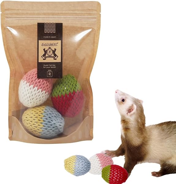 ふぇれたまご フェレットのおもちゃ 卵型 ボール 日本製 ハンドメイド カラカラ Egg Rattle (カラフル(紐なし), 【Rサイズ】3個セット) - 1