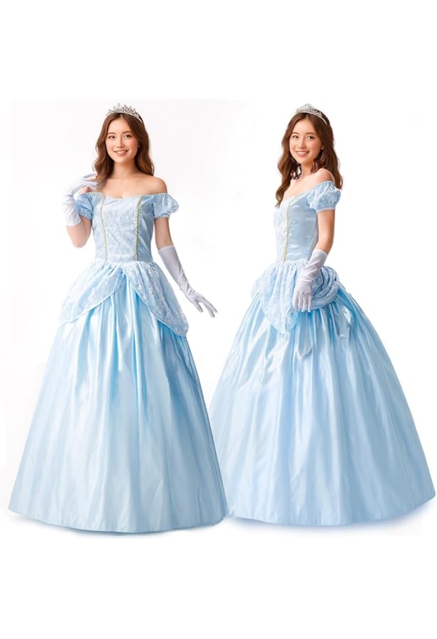 ディズニー　シンデレラ　ドレス　仮装フルセット ディズニー シンデレラ ドレスコスプレ衣装 - Costowns