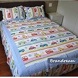 Brandream Kids Cars, Trains, Planes, Trucks Twin Queen Size Comforter Set [並行輸入品]