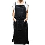 撥水 はっ水 ゆったり ロングラップエプロン NNブラック エプロン 黒 黒エプロン
