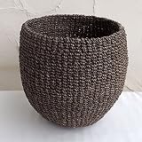 【ノーブランド品】[鉢カバー]アバカバスケット 直径21cmスモーク[5号鉢用・高さ23cm]