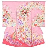 女の子初着 お宮参り着物 ポリエステル ピンク 花車に桜