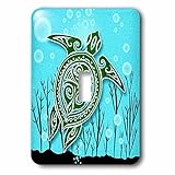 Doreen Erhardt Sea Life – Tropical Green Sea Turtle with Underwater Plants and Bubbles – 照明スイッチカバー –
