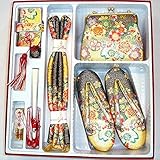 七五三 絵羽柄はこせこセット 3サイズ6色/M(5歳用18cm) 黒