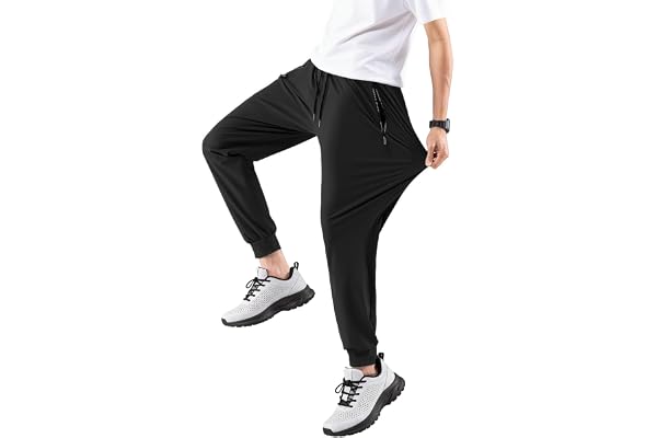 [HMT] スウェットパンツ メンズ 接触冷感 アイスシルク ズボン 薄手 超ストレッチ ジョガー テーパード ウエストゴム 調整紐 通気速乾 無地 大きいサイズ ゴルフ 夏用