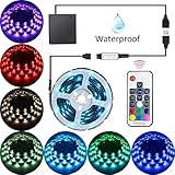 AbtongバッテリーPowered LEDストリップライトwithリモート、柔軟な防水LEDライトストリップ、RGB SMD 5050 LEDリボンライト 2M/6.56ft ホワイト ABT-BP